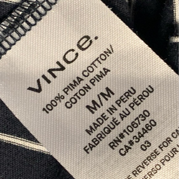 Vince 100% Pima Cotton Boxy Fit Striped Long Sleeve Tee Top in Black White Sz M - Picture 4 of 7